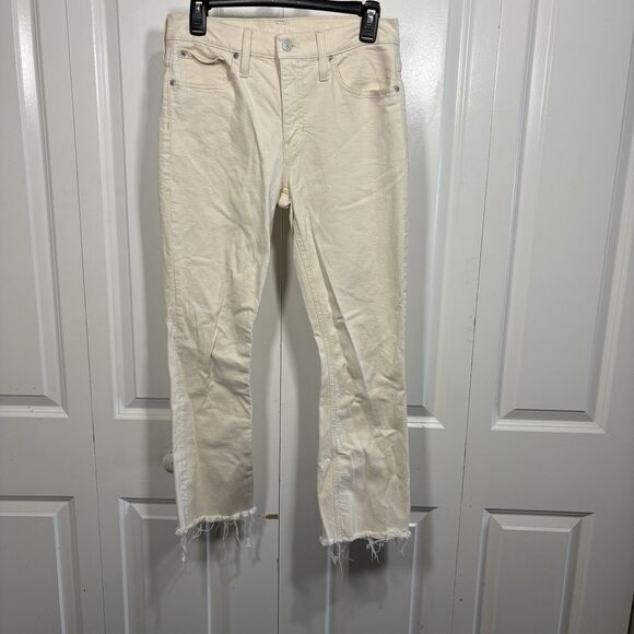 J.Crew Demi Boot Crop Jeans Women 27 Ivory Raw Hem Coastal Cowgirl Resortcore - Picture 1 of 11